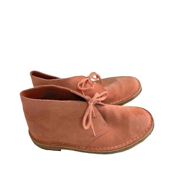 Clarks Desert Boots Warm Beige(Peach) Size 8.5M Ankle Lace Up Classic Comfort St - Picture 1 of 9